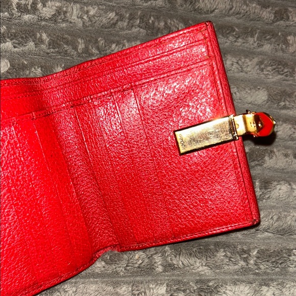 Vintage GUCCI Bifold belt wallet Leather RED - Picture 4 of 6